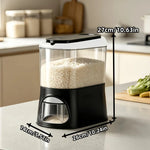 Button-Operated Dry Food Dispenser with measuring cup