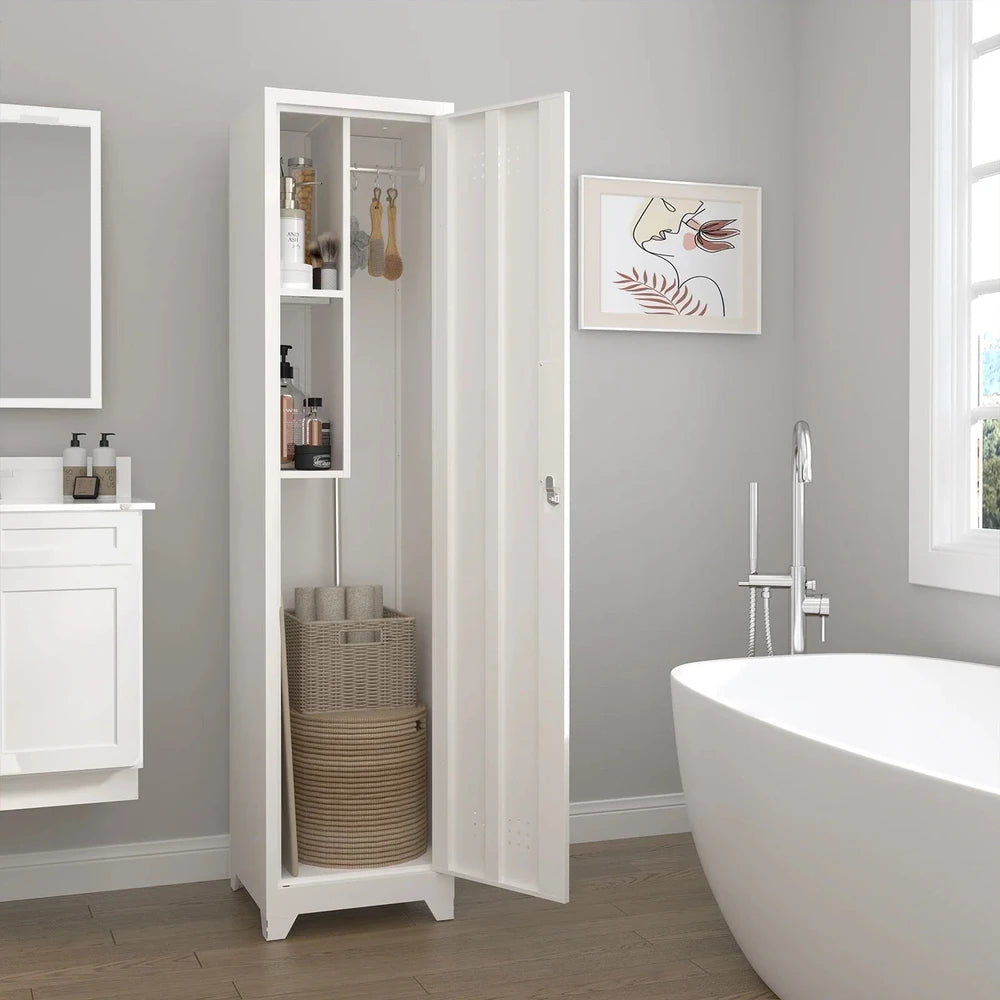 Broom Storage Cabinet With Locking Doors
