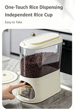 Button-Operated Dry Food Dispenser with measuring cup