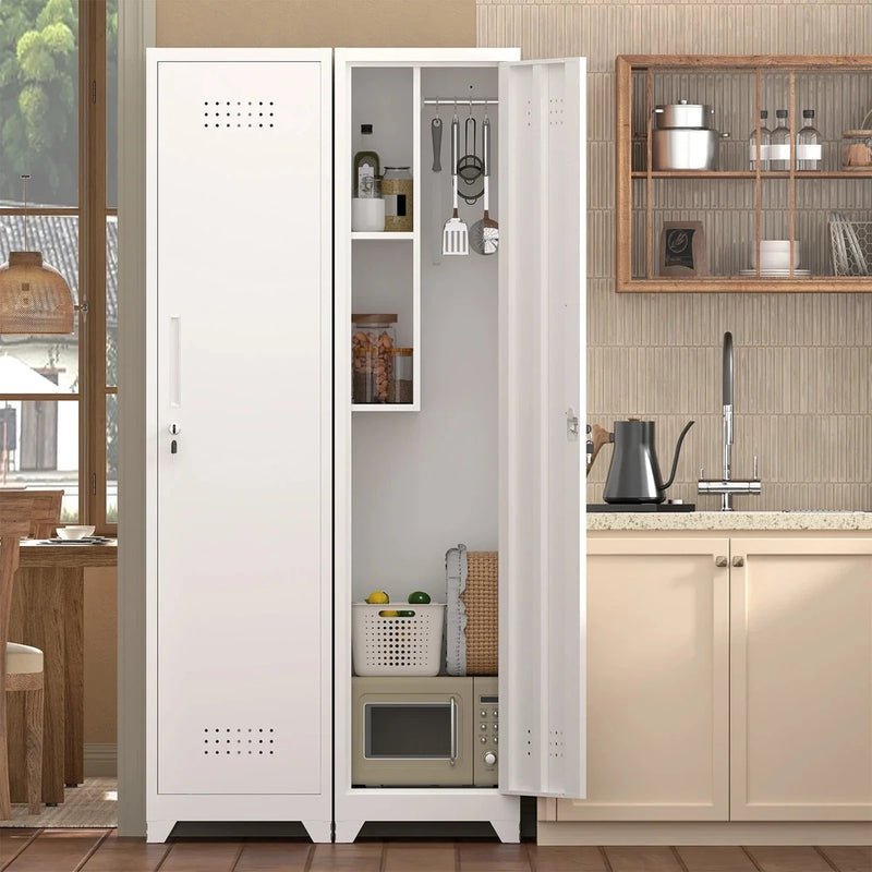 Broom Storage Cabinet With Locking Doors