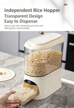 Button-Operated Dry Food Dispenser with measuring cup