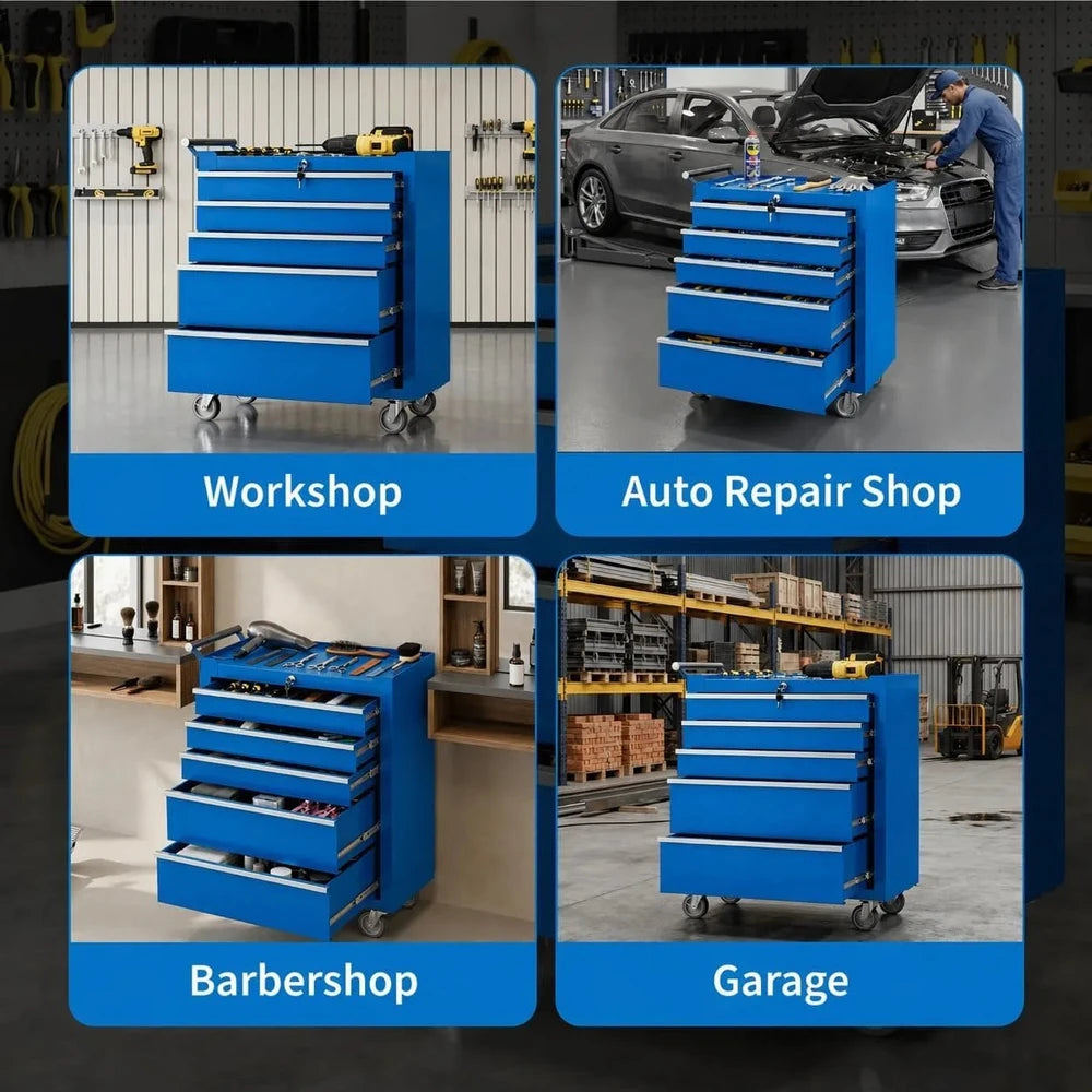 5 Drawer Rolling Tool Chest with Lock