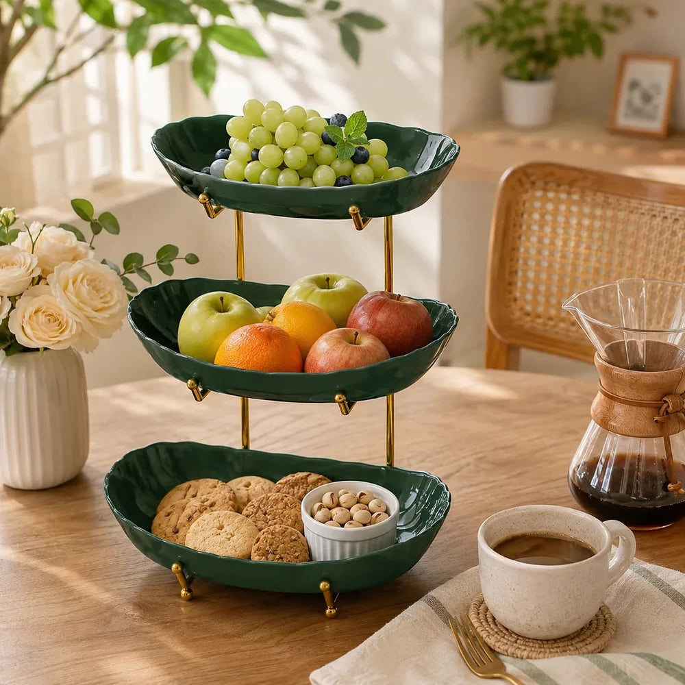 Plastic Fruit Bowl Stand with Metal Frame