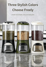 Button-Operated Dry Food Dispenser with measuring cup