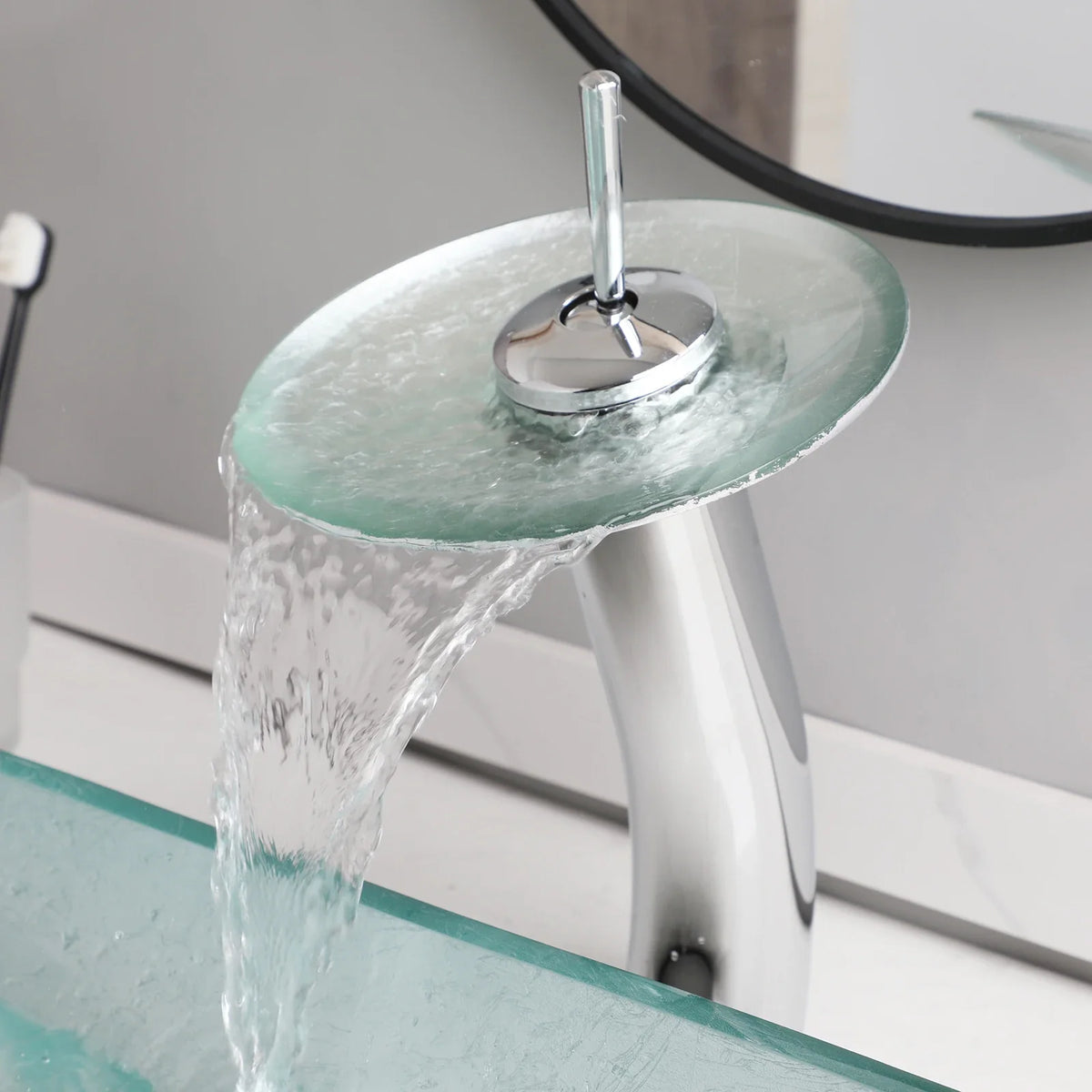 Tempered Glass Washbasin Faucet Set