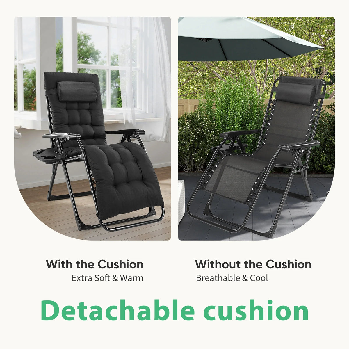 Set of 2 Portable Zero Gravity Recliner Chairs