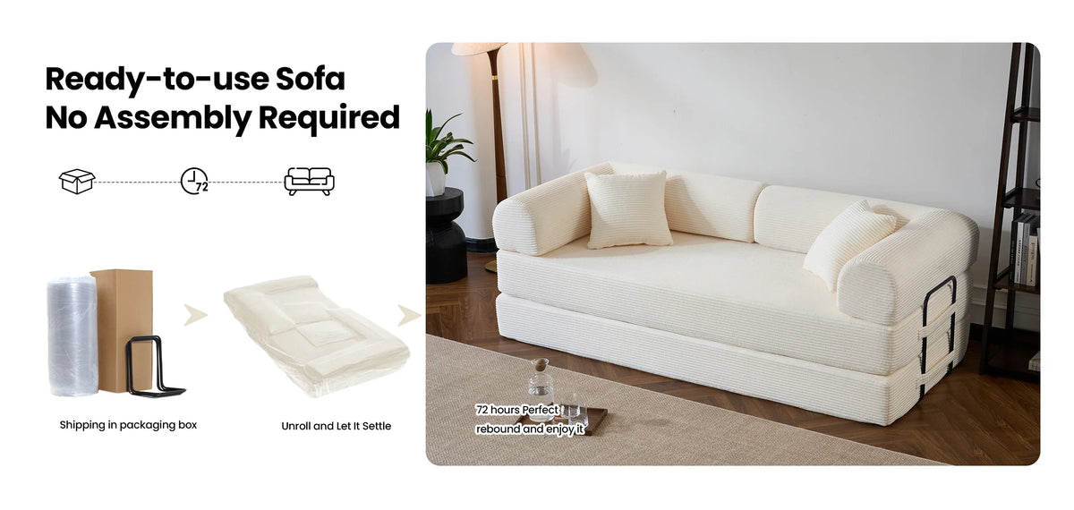 79’’ Folding Convertible Corduroy Sofa Bed