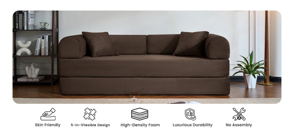 79’’ Folding Convertible Corduroy Sofa Bed