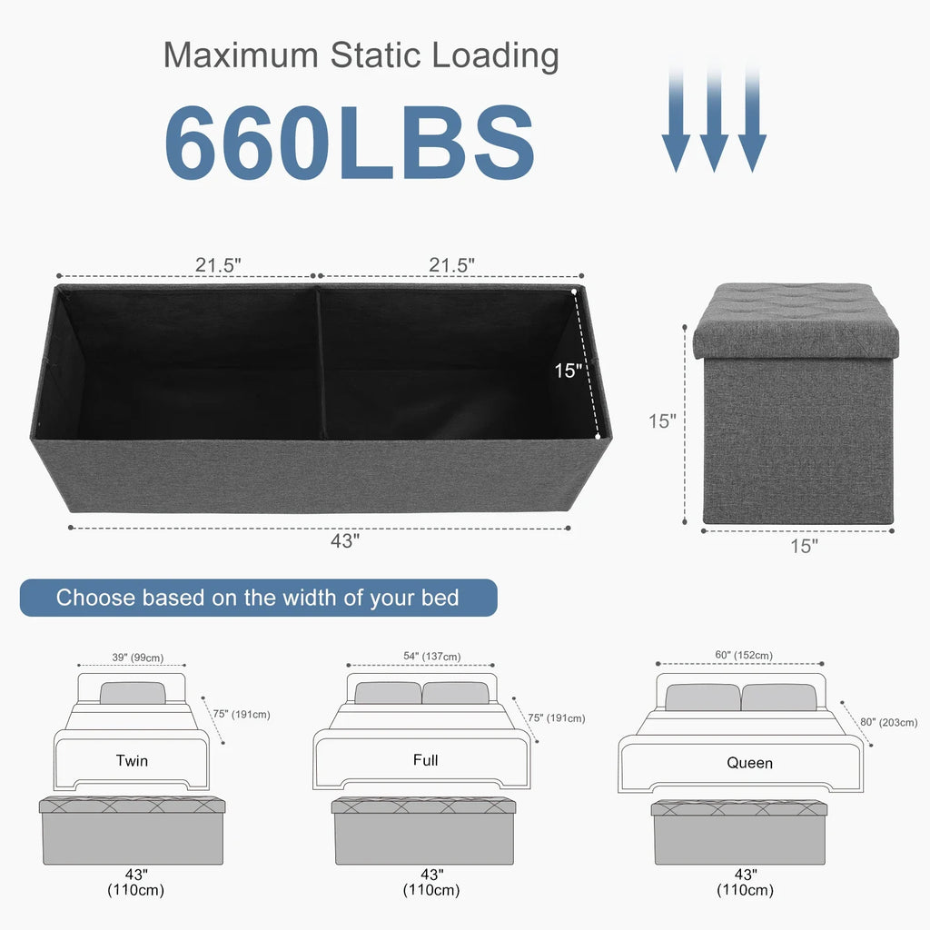 Folding Storage Ottoman Bench