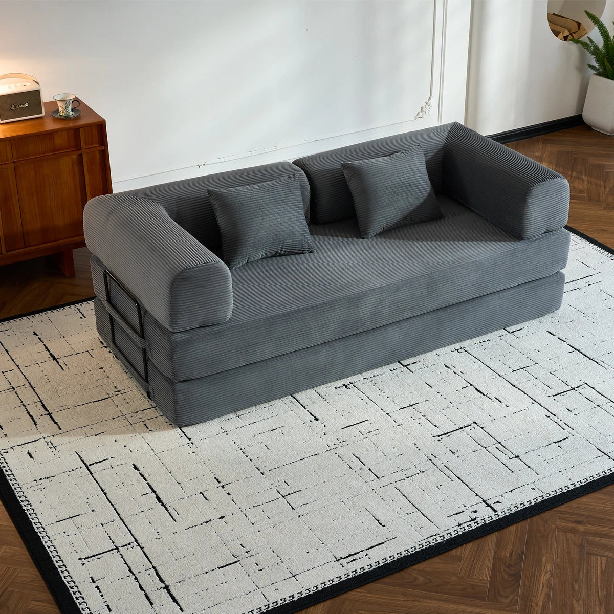 79" Folding Corduroy Futon Sofa Bed