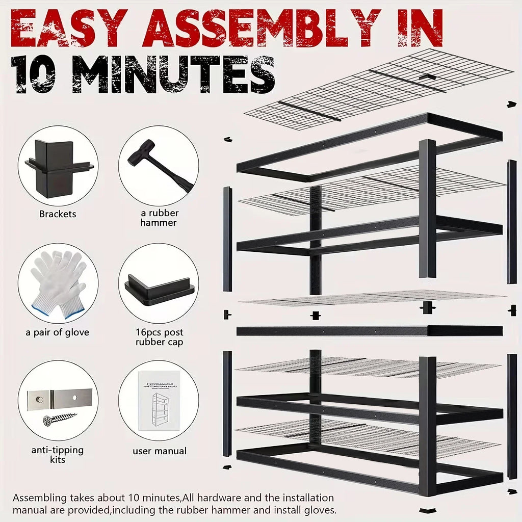 84 Inch Heavy-Duty Metal Storage Rack