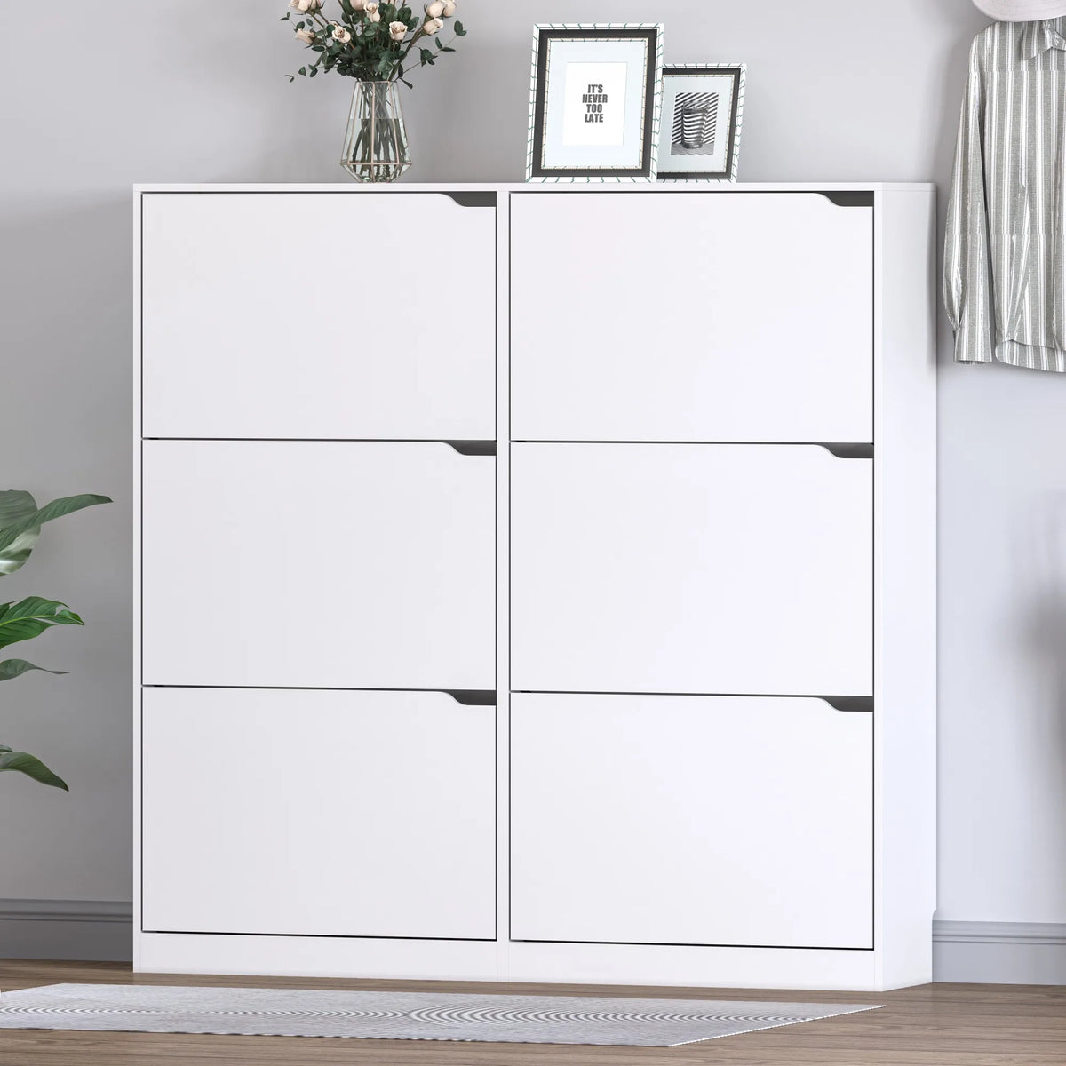 Shoe Storage Cabinet with 6 Flip Drawers