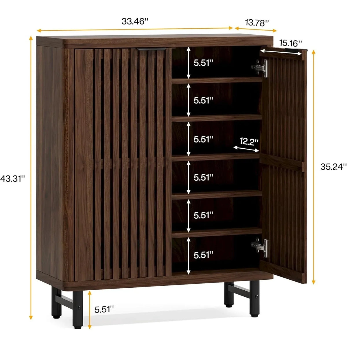 6-Tier Shoe Cabinet with Doors