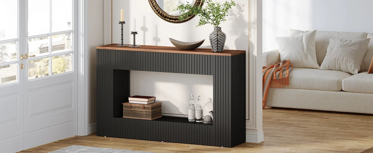 55-Inch Wood Entryway Table with Storage
