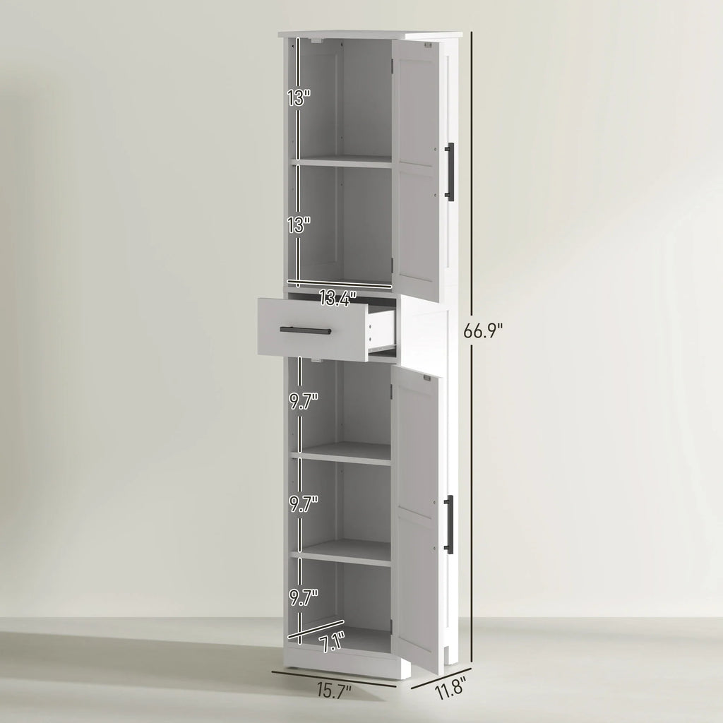 67" Tall Bathroom Storage Cabinet with Drawer