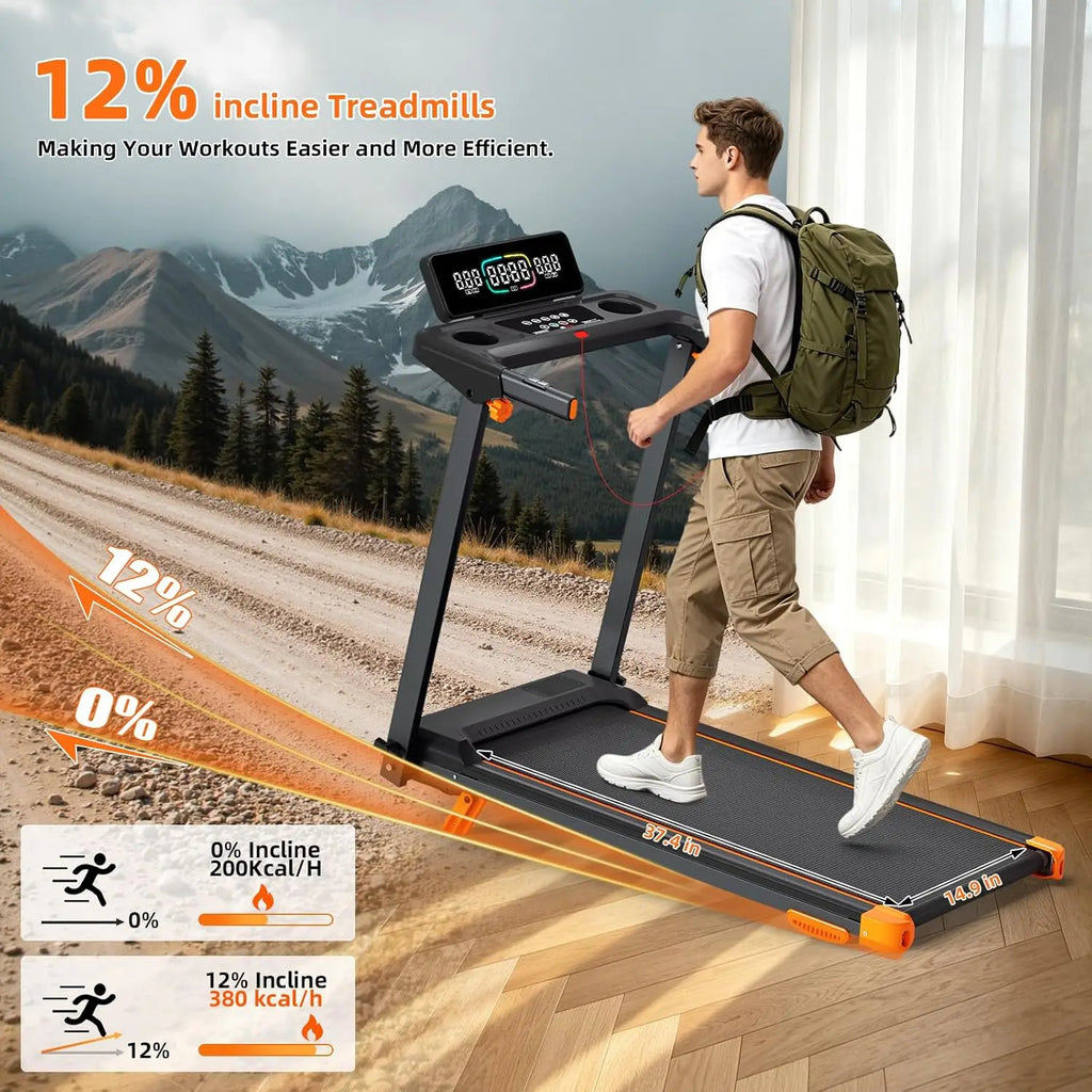 12% Incline, 3-in-1 Foldable Treadmills