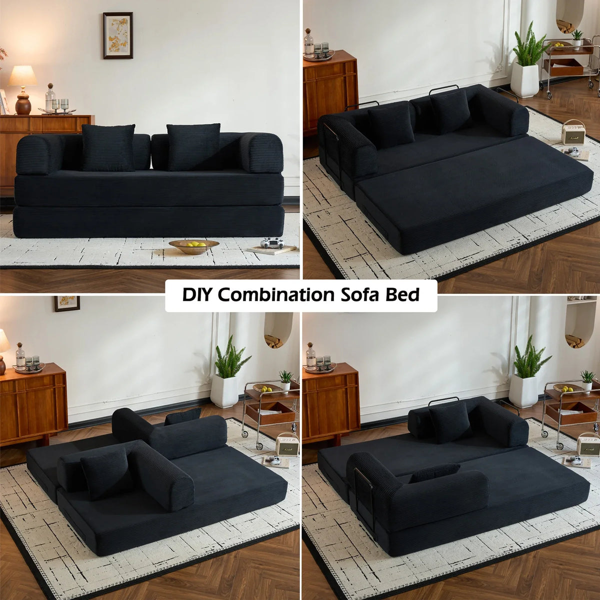 79" Folding Corduroy Futon Sofa Bed