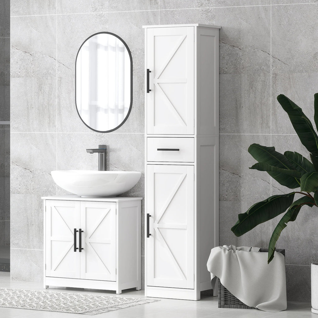 67" Tall Bathroom Storage Cabinet with Drawer
