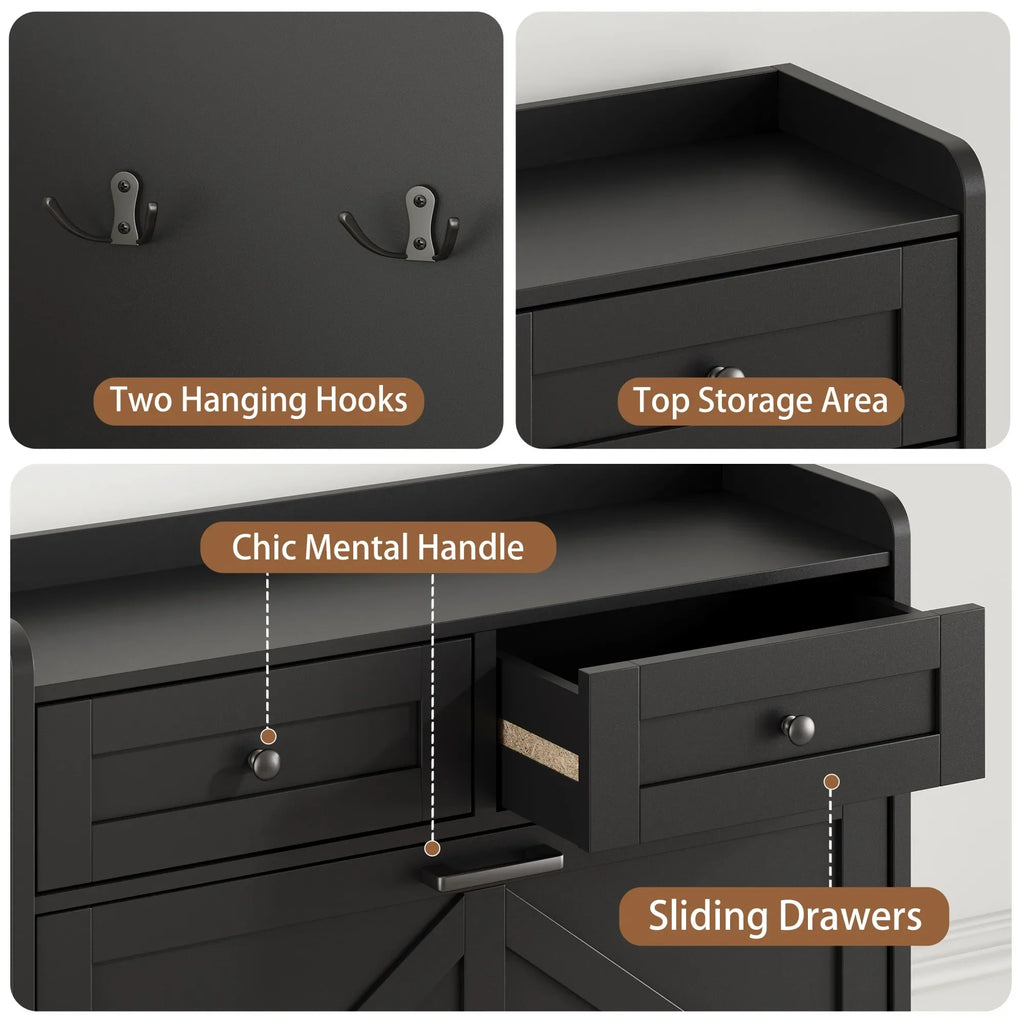 Shoe Cabinet with 3 Flip and 2 Drawers
