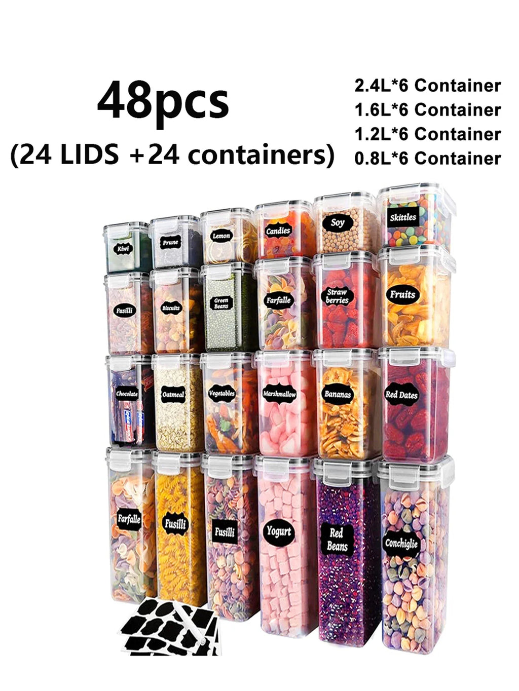 48pcs,Sealed food storage containers with LIDS