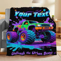 Personalized Name Cartoon Monster Truck Flannel Blanket