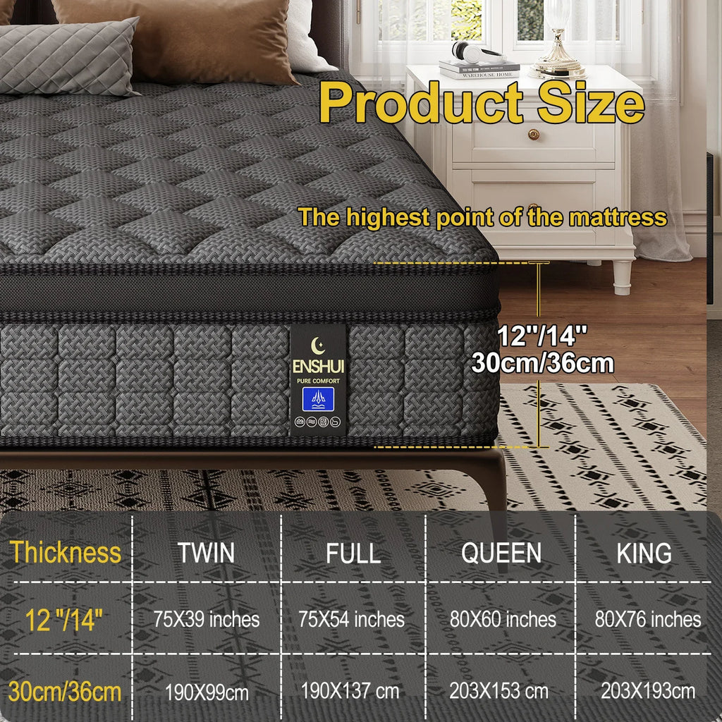 12"/14" Inch Medium Gel Memory Foam Mattress