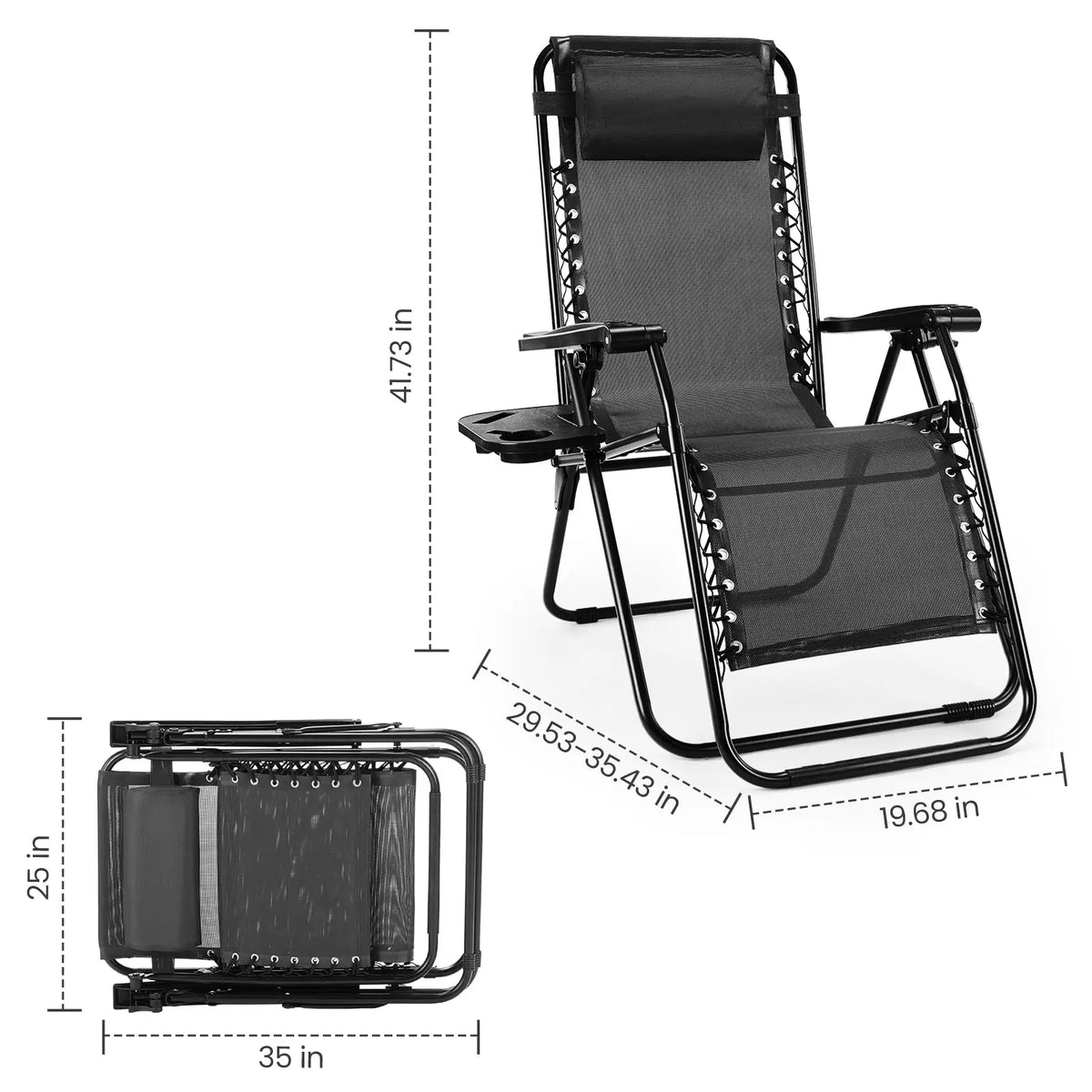 Set of 2 Portable Zero Gravity Recliner Chairs