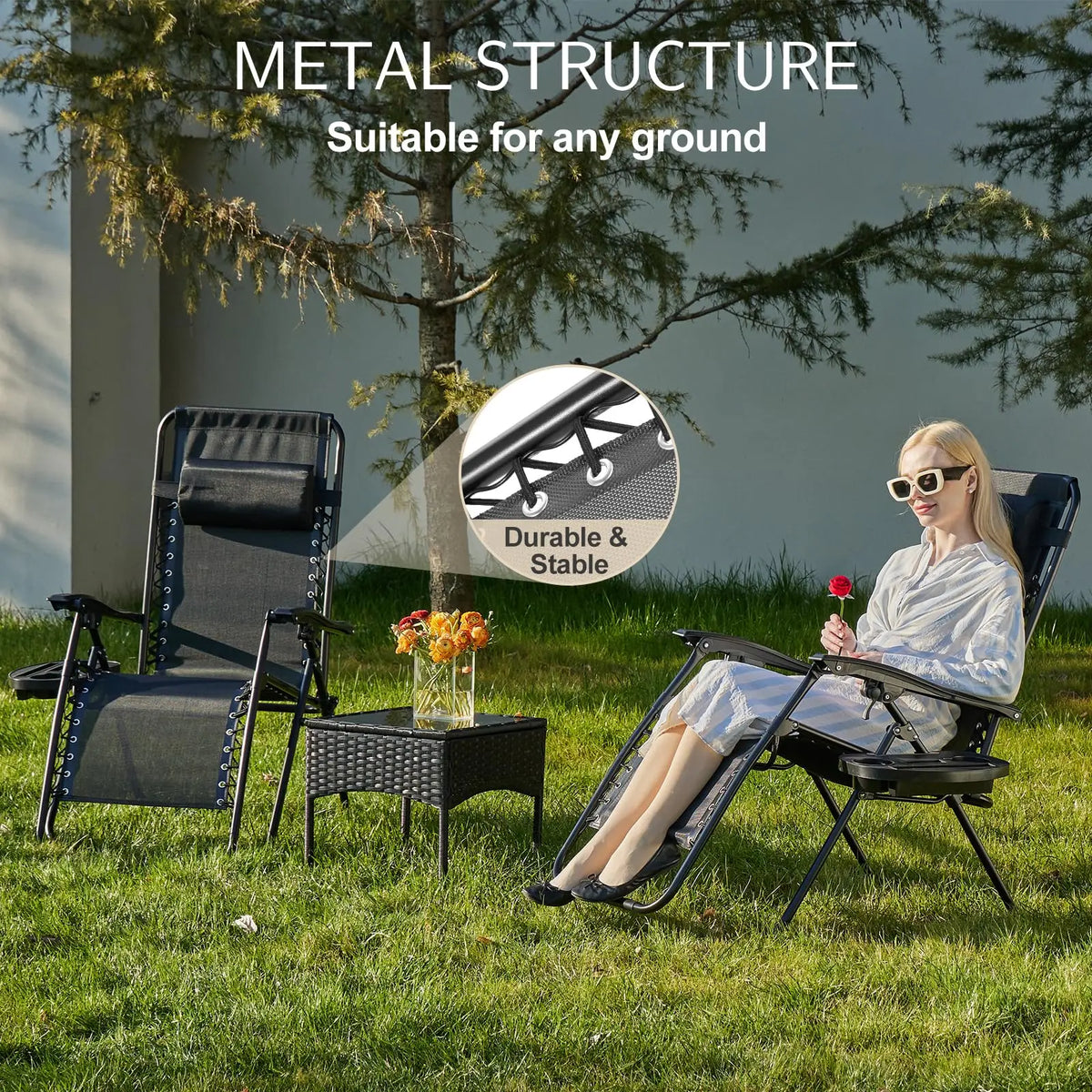 Set of 2 Portable Zero Gravity Recliner Chairs