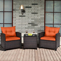 3 PCS Patio Furniture Set Cushioned Orange