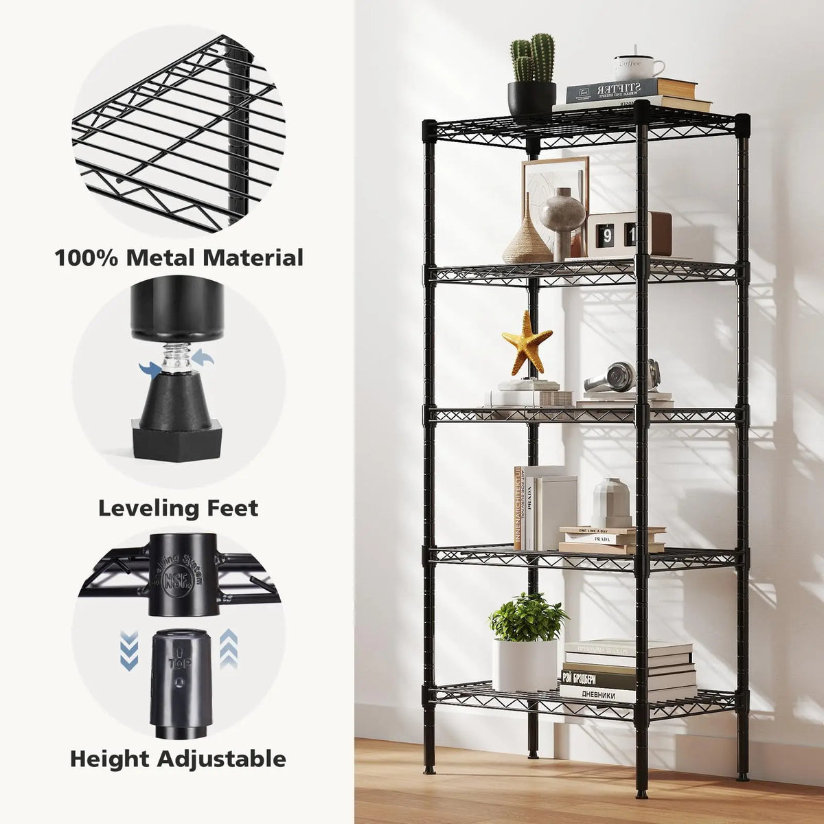 Metal Wire Storage Shelves Adjustable Storage Racks