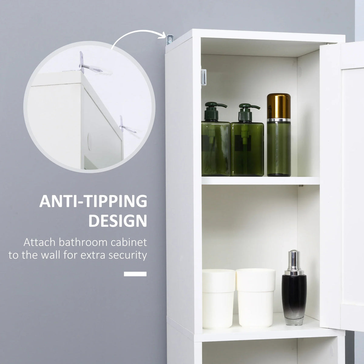 Tall Bathroom Storage Cabinet with Mirror