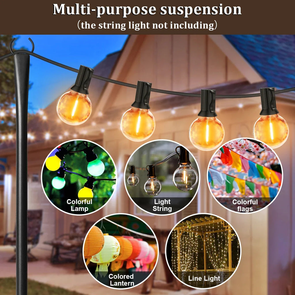 10ft Metal String Light Poles with Fork