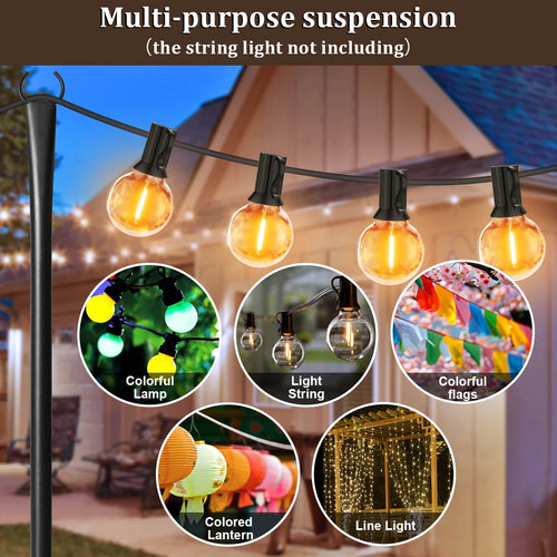 10ft Metal String Light Poles with Fork