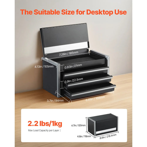 3 Drawers Portable Metal Tool Box