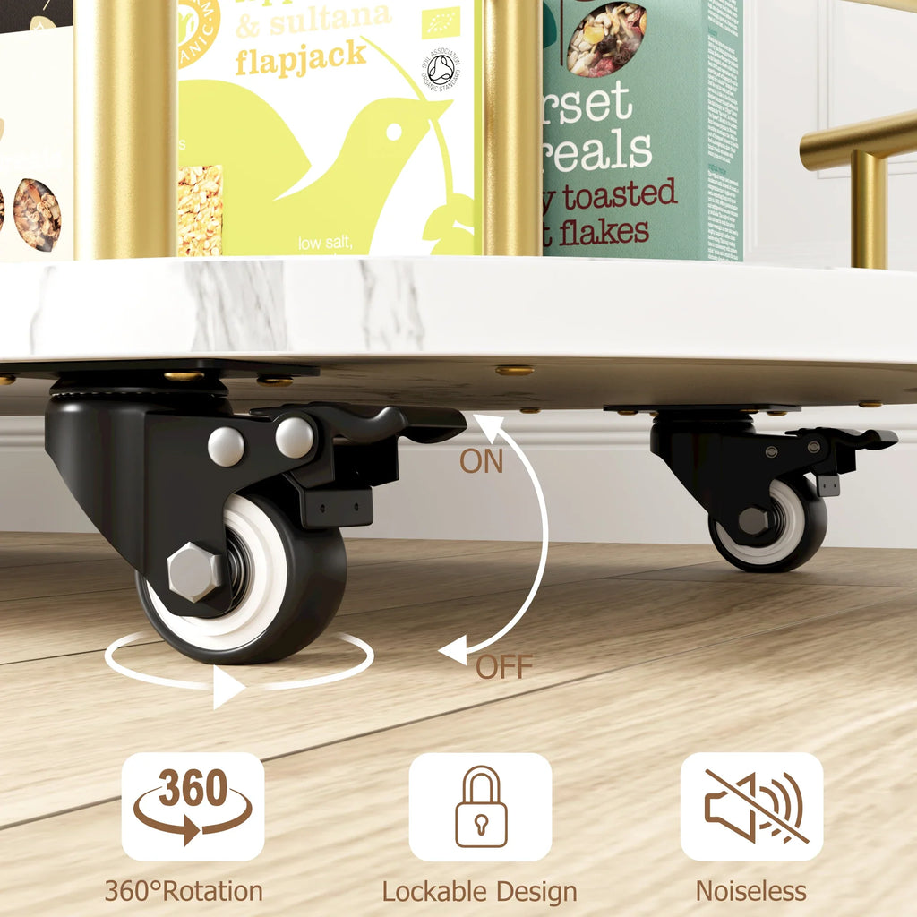 3-Tier Drinks Bar Cart with Wheels