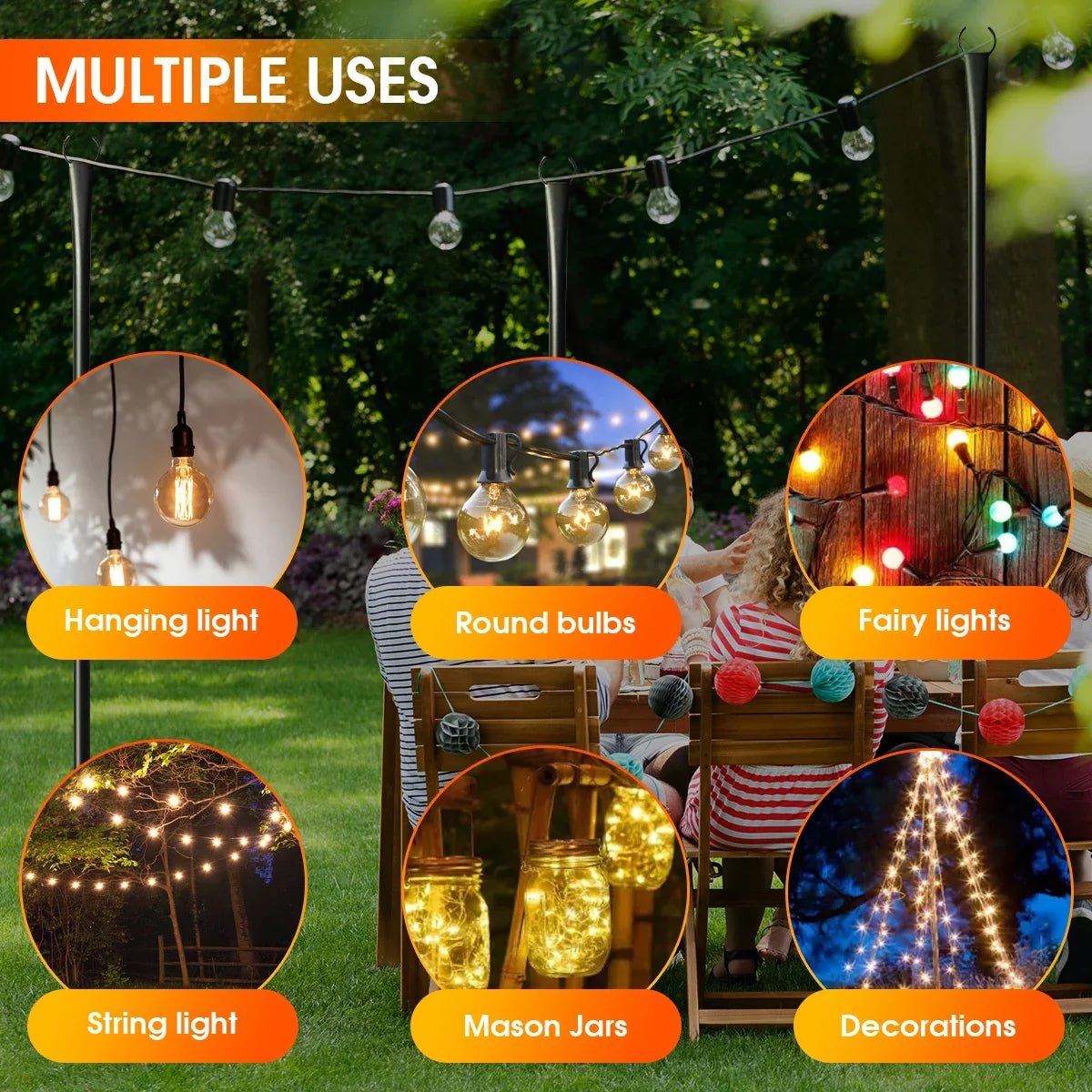10Ft Adjustable String Light Poles with Fork