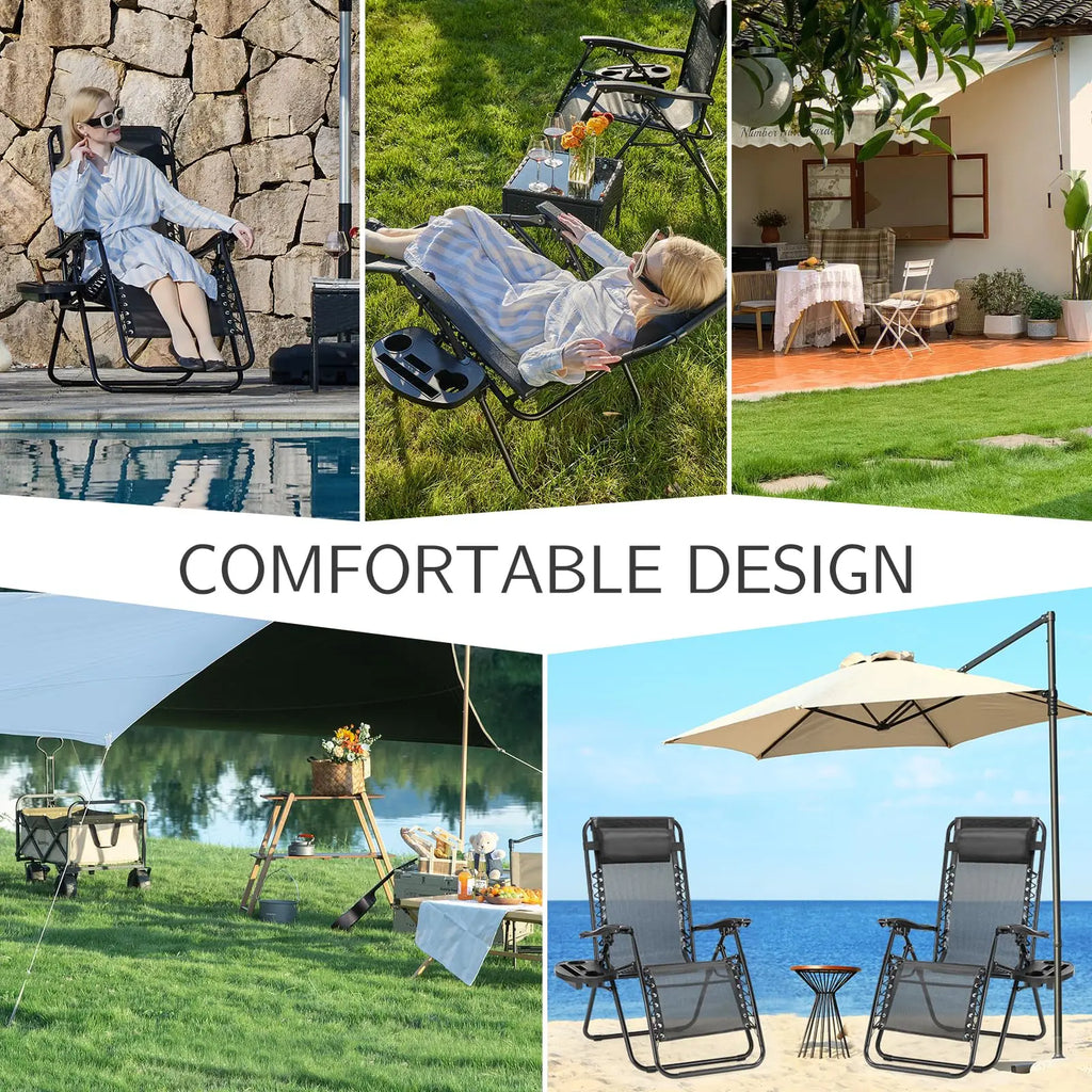 Set of 2 Portable Zero Gravity Recliner Chairs