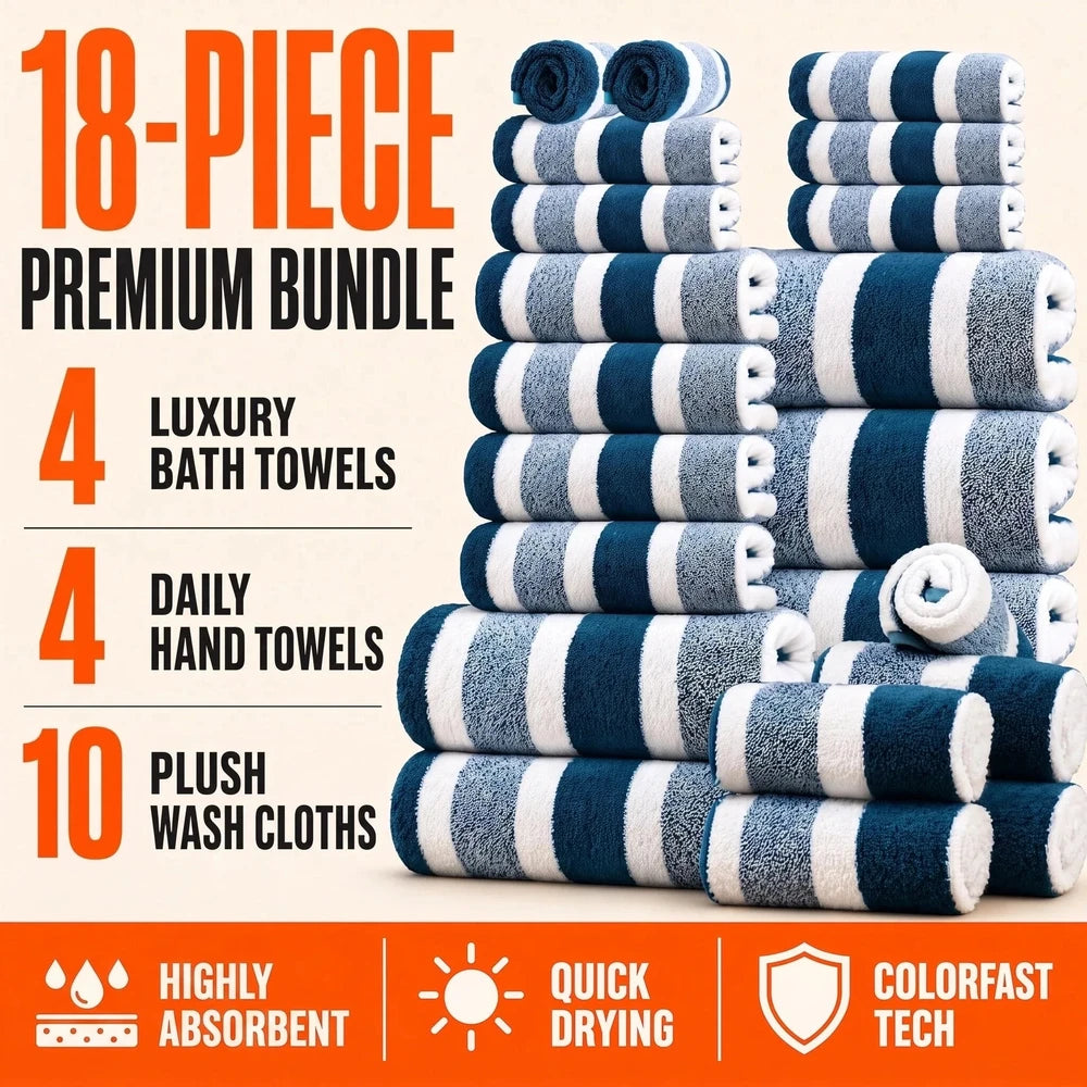 18pcs Luxury Bath Towels Set