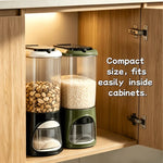 Button-Operated Dry Food Dispenser with measuring cup