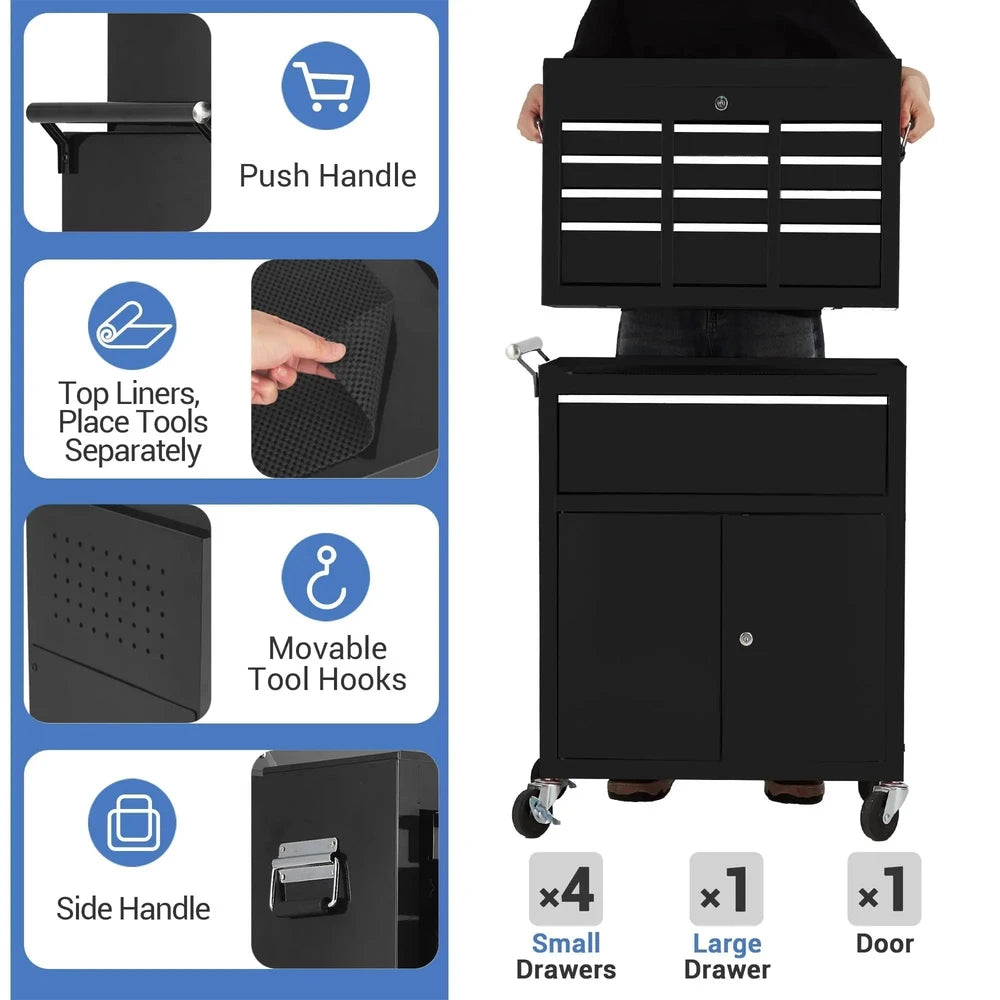 Heavy-Duty Tool Box with Detachable Storage