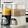 Button-Operated Dry Food Dispenser with measuring cup