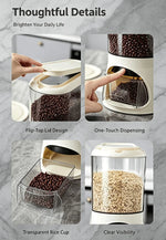 Button-Operated Dry Food Dispenser with measuring cup