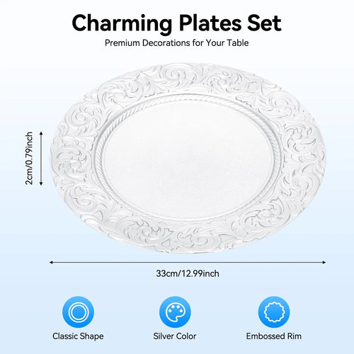 100 Pcs Silver Charger Plates
