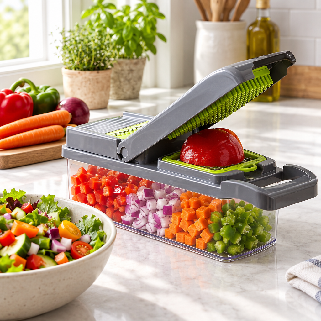 Vegetable Chopper with diced vegetables