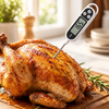 Digital Meat Thermometer checking roast chicken