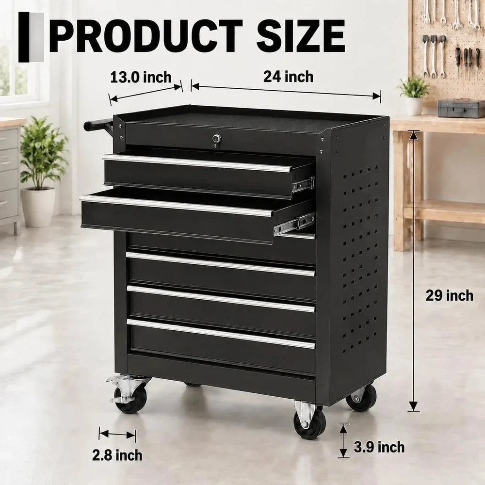 6 Drawer Rolling Tool Chest with Locking Wheels