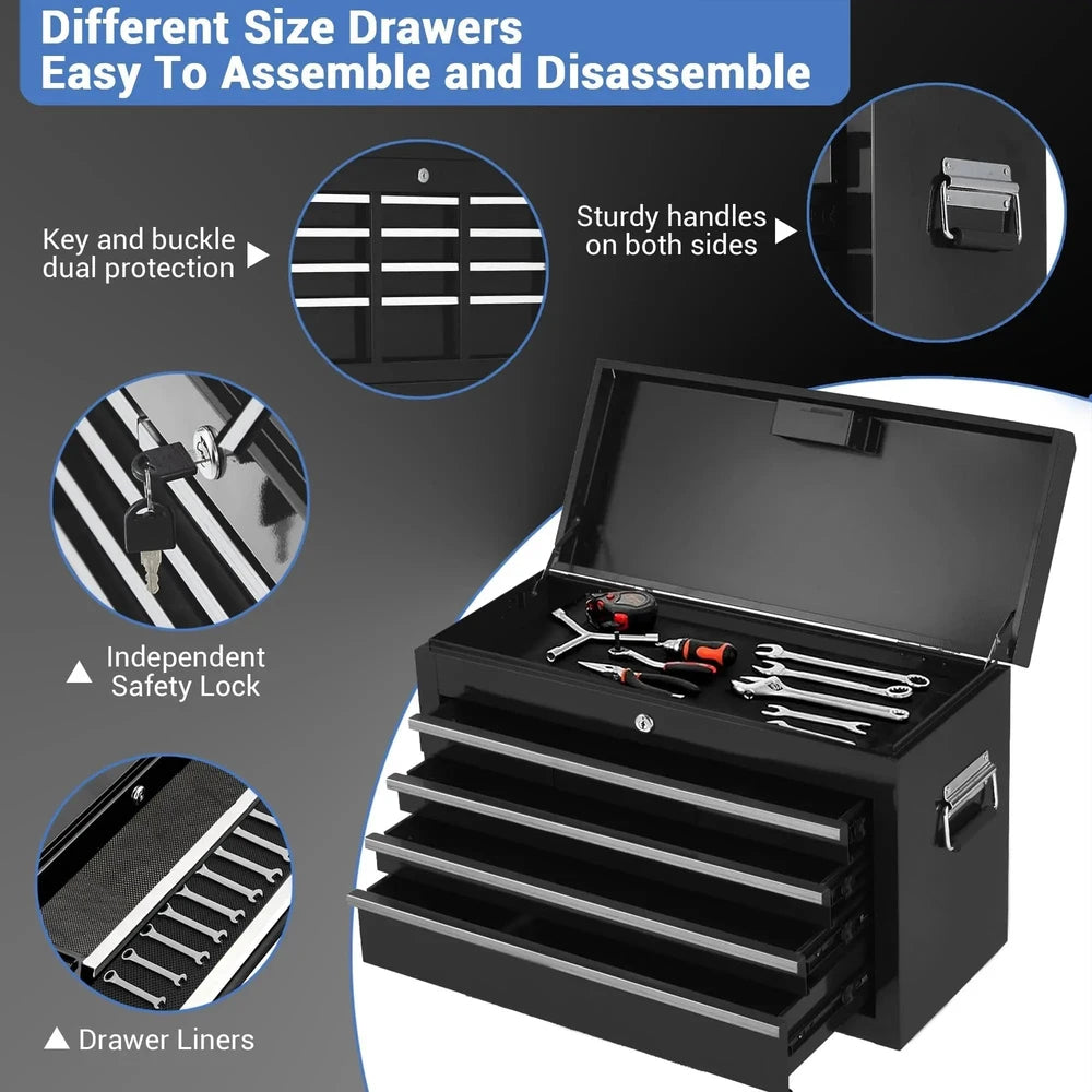 Heavy-Duty Tool Box with Detachable Storage