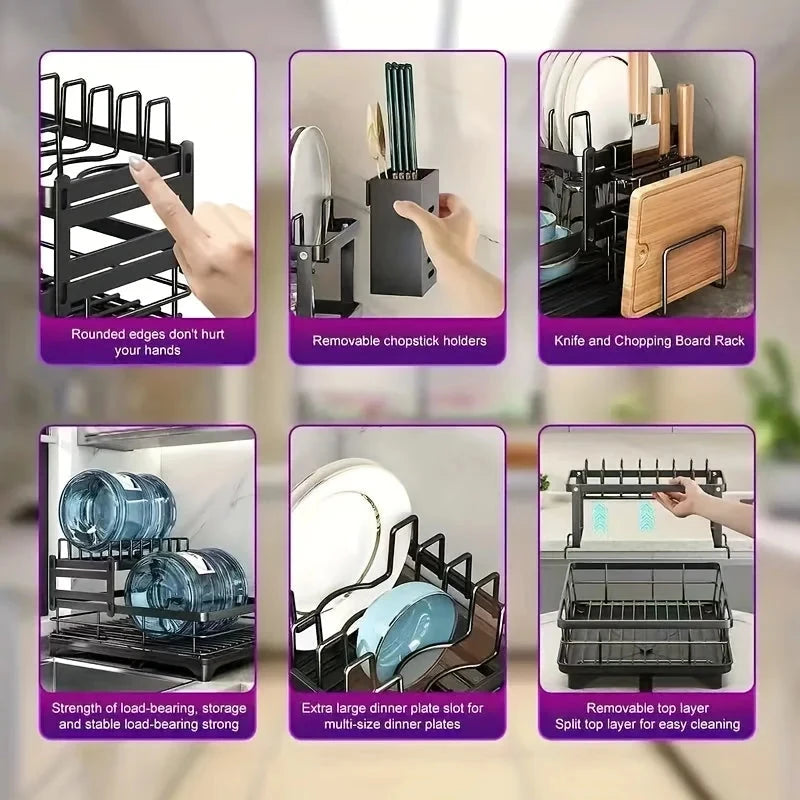 2-Tier Stainless Steel Dish Drying Rack