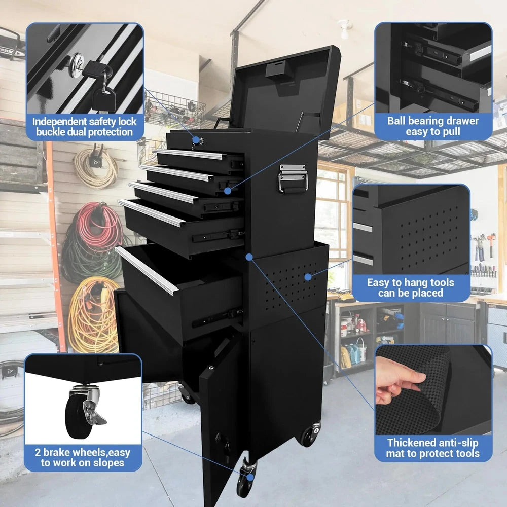 Heavy-Duty Tool Box with Detachable Storage