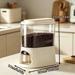 Button-Operated Dry Food Dispenser with measuring cup